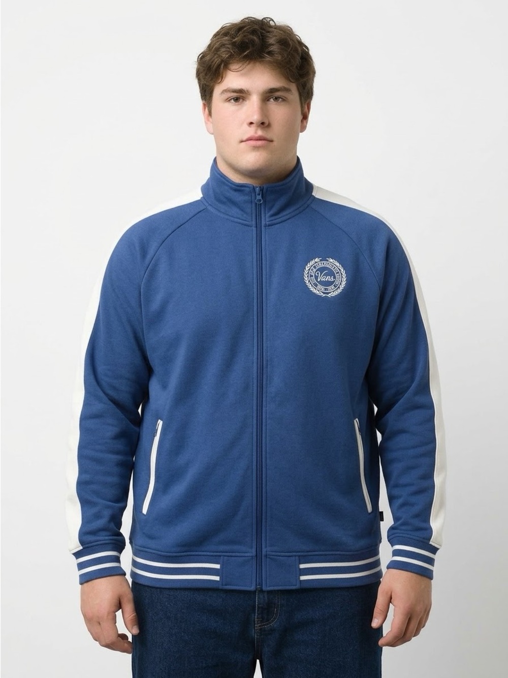 Vans Men's Royal Blue Track Bomber with White Accents